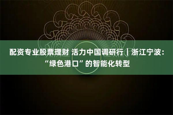配资专业股票理财 活力中国调研行｜浙江宁波：“绿色港口”的智能化转型
